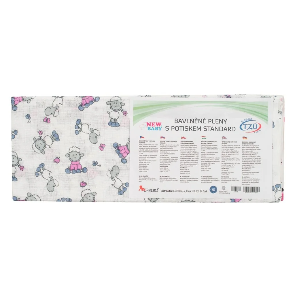 Bavlnené plienky s potlačou NEW BABY 60x80 cm STANDARD 10 ks ,