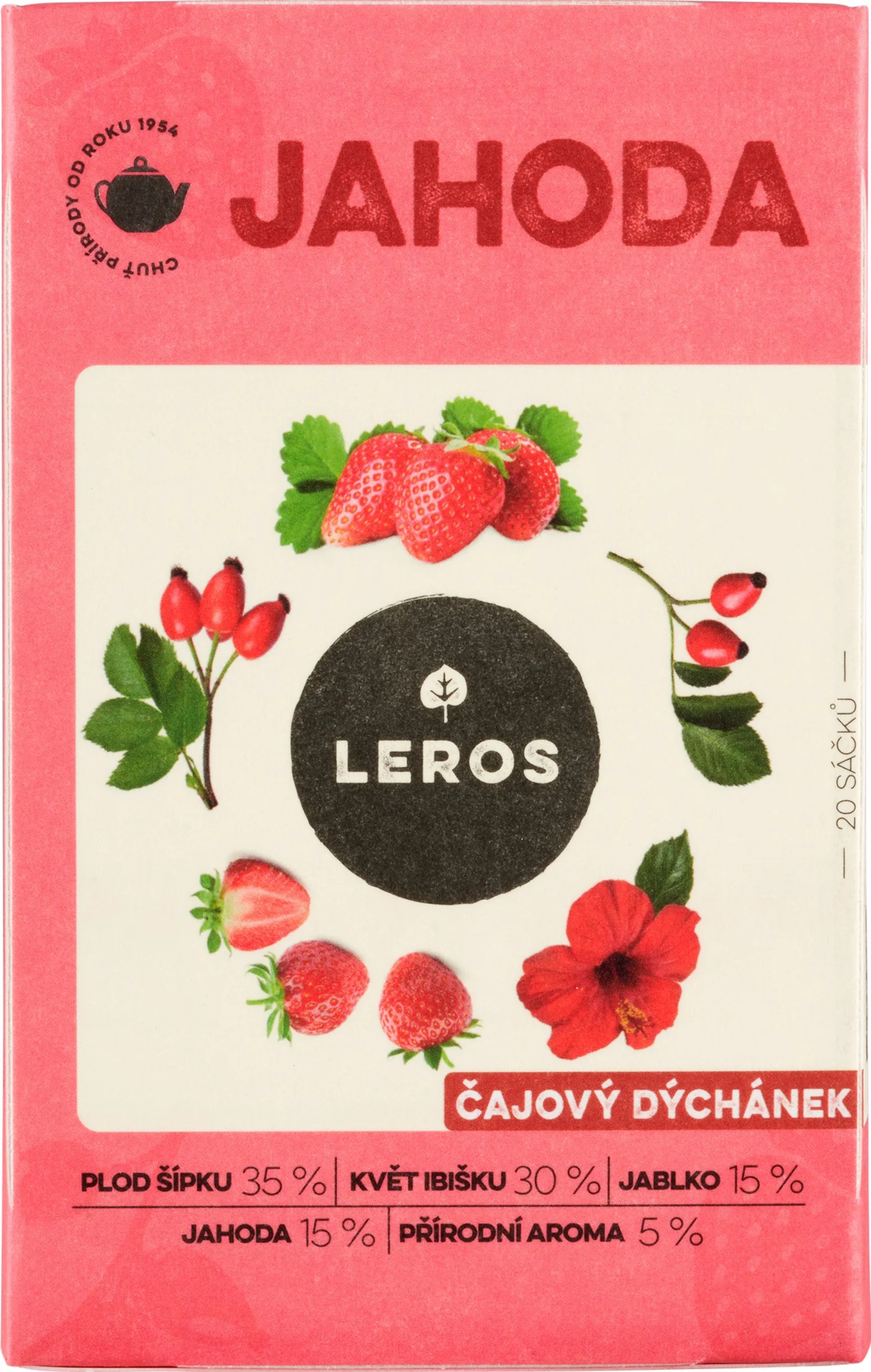 LEROS ČAJOVÁ CHVÍĽKA JAHODA 20×2 g, ovocný čaj