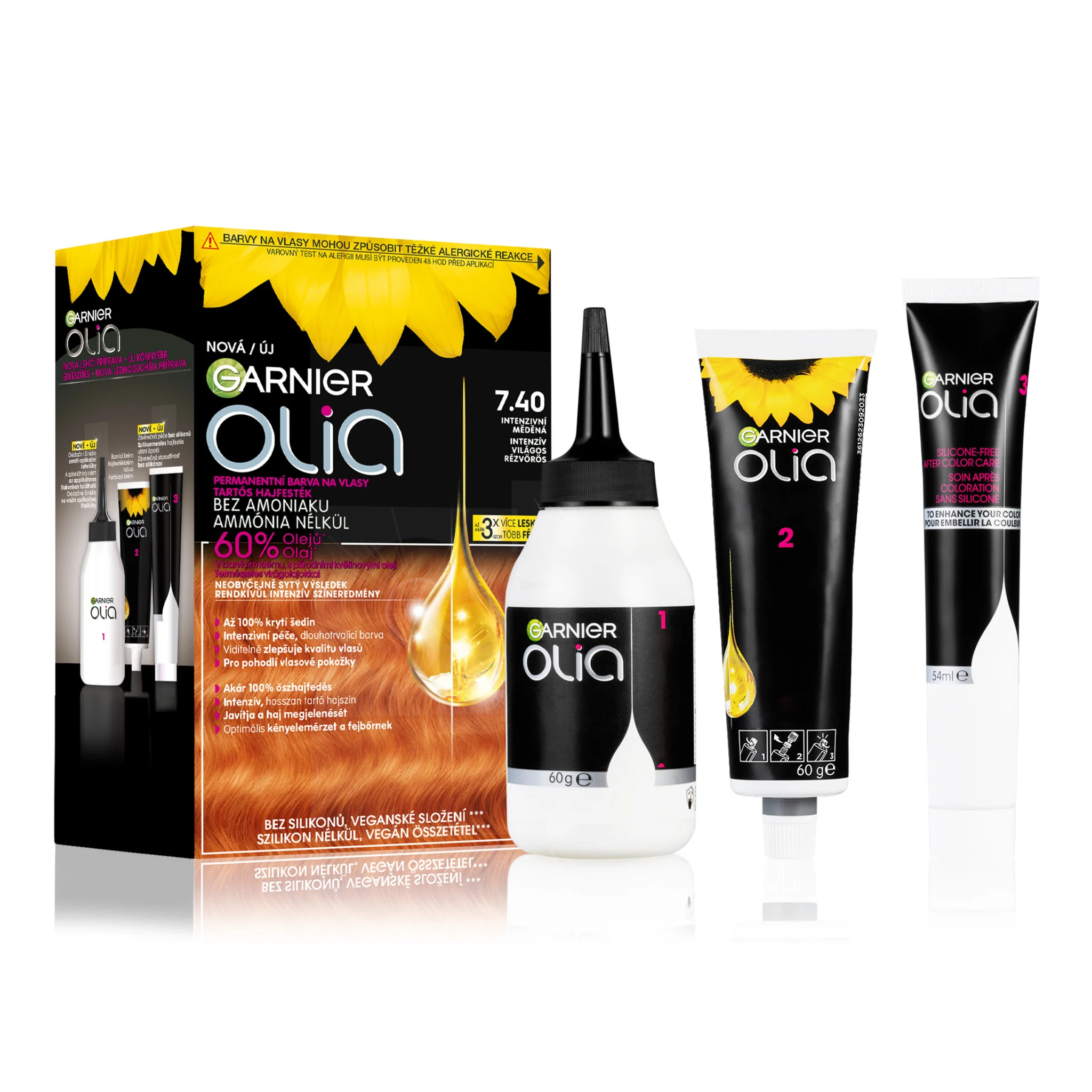 Garnier Olia permanentná farba na vlasy 7.40 Intenzívna medená 1×1 set, permanentná farba na vlasy