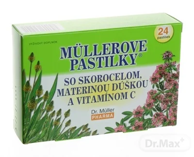 MÜLLEROVE PASTILKY SO SKOR. MAT. DÚŠKOU A VIT. C 1×24 ks, pri kašli