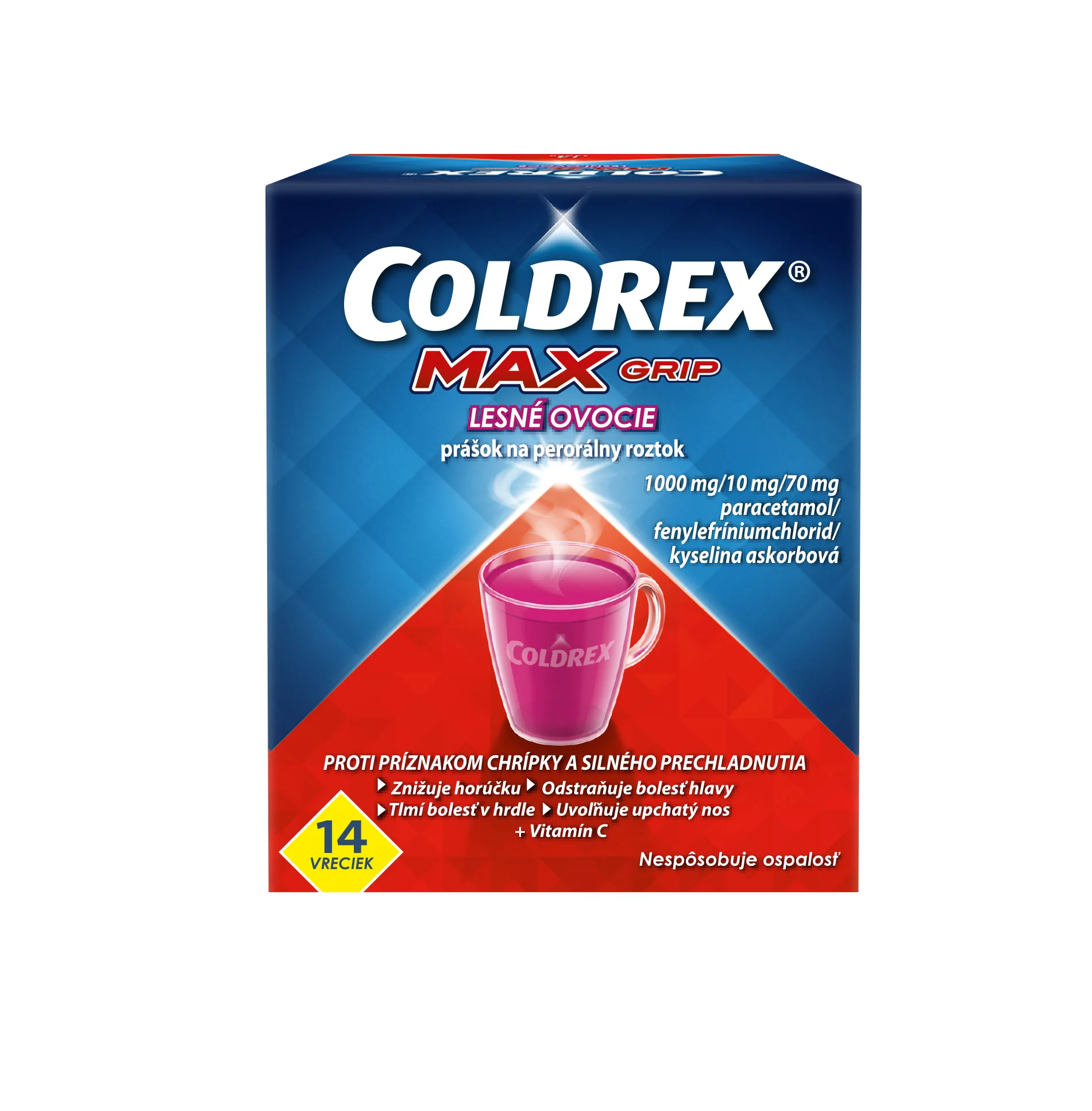 COLDREX MaxGrip Lesné ovocie 14 ks 1x14 ks, liek vo forme prášku