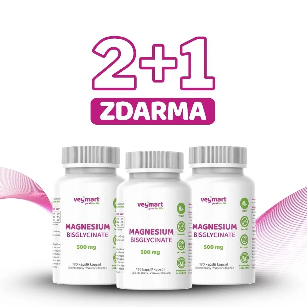 Vegmart Magnézium Bisglycinát 500 mg, 180 kapsúl (3-balenie) 3x180 kapsúl
