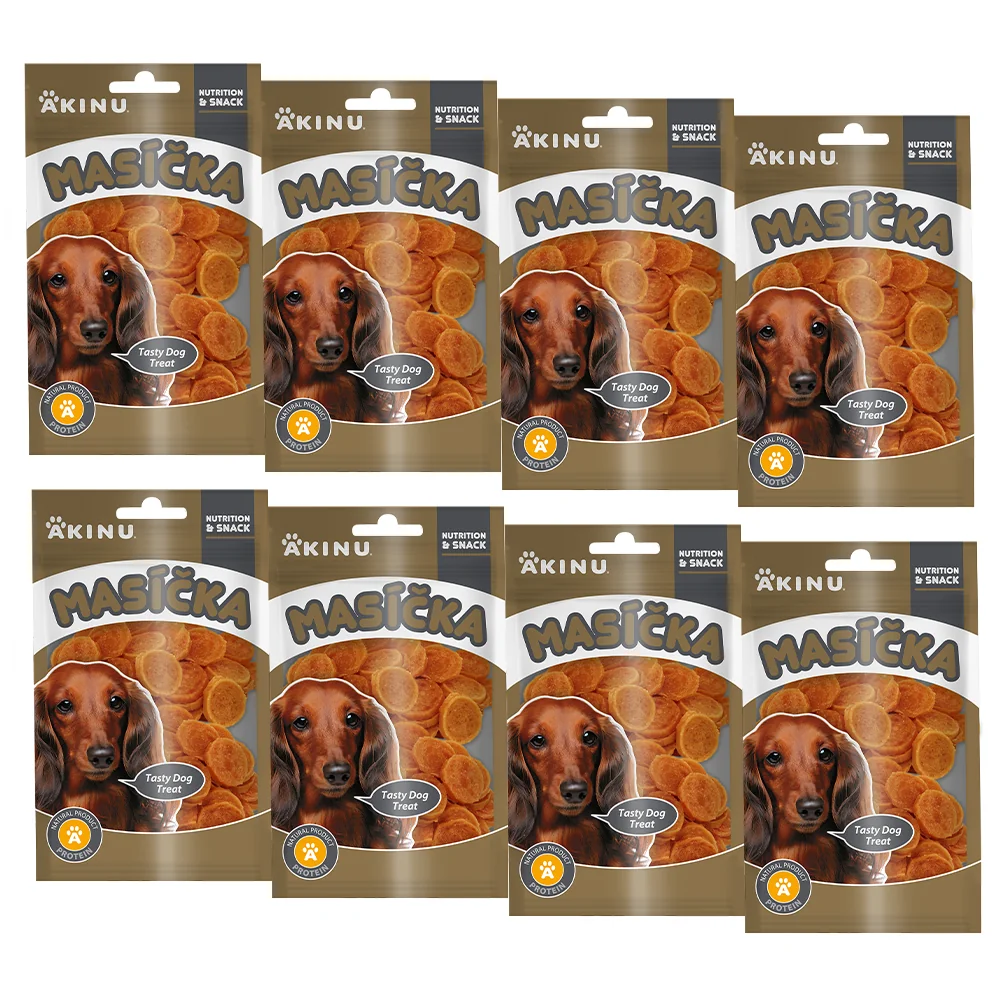 Akinu MASÍČKA Kuracie chipsy pre psov 8 x 75 g