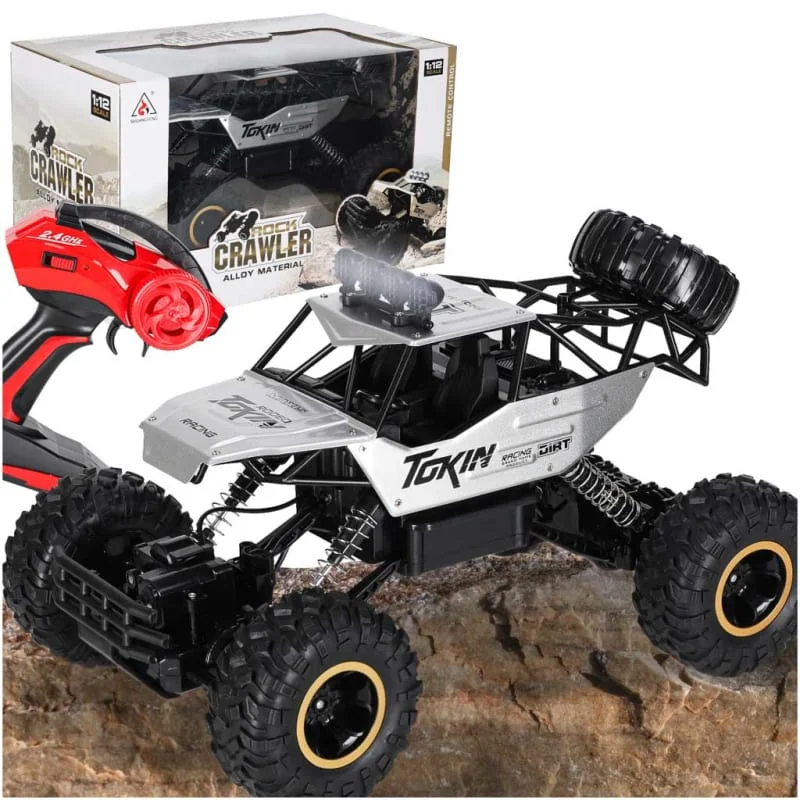 RC auto Rock Crawler 1:12, kovové prvky, 4×4 – strieborné 