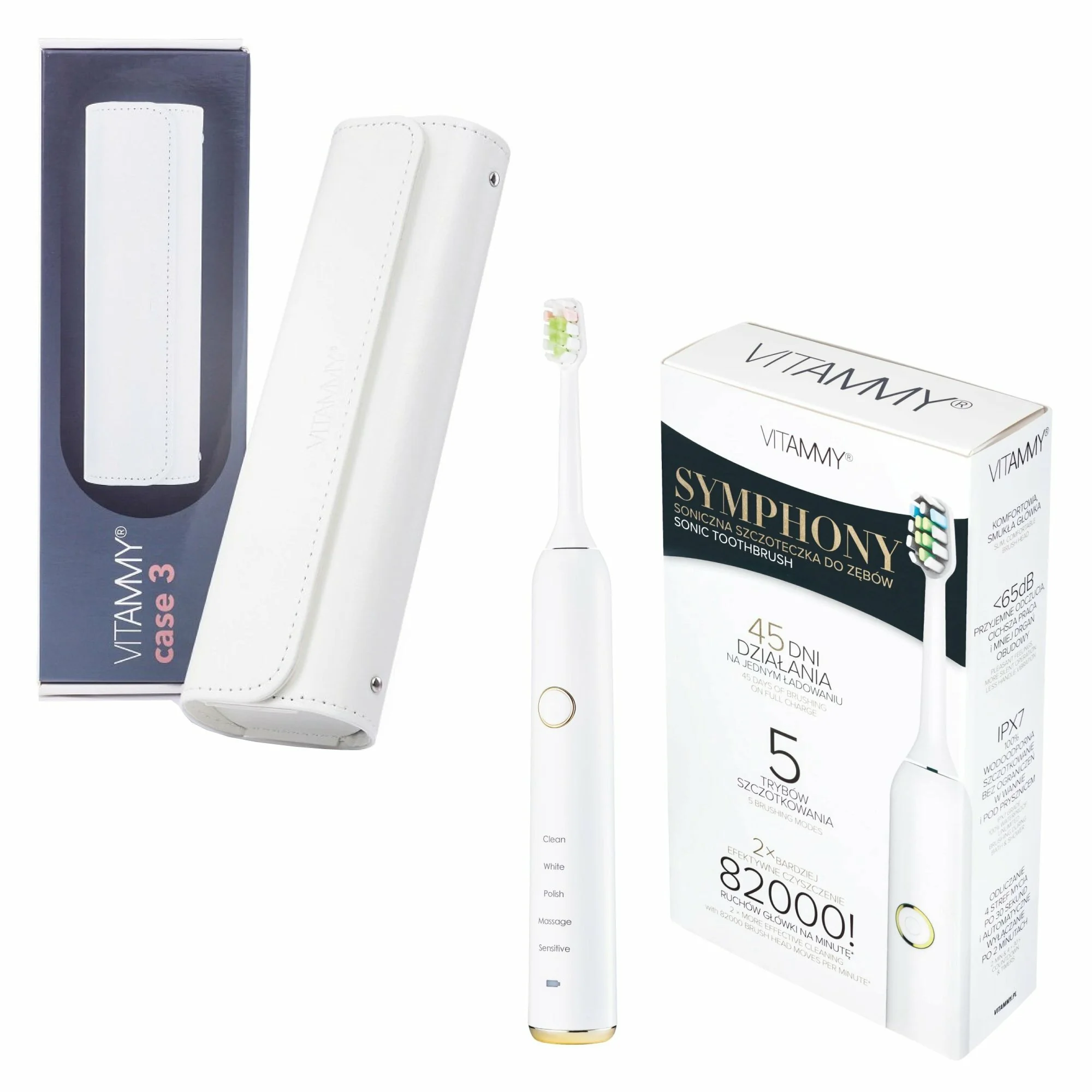 VITAMMY SYMPHONY Sonická zubná kefka s elegantným púzdrom biela + biele púzdro