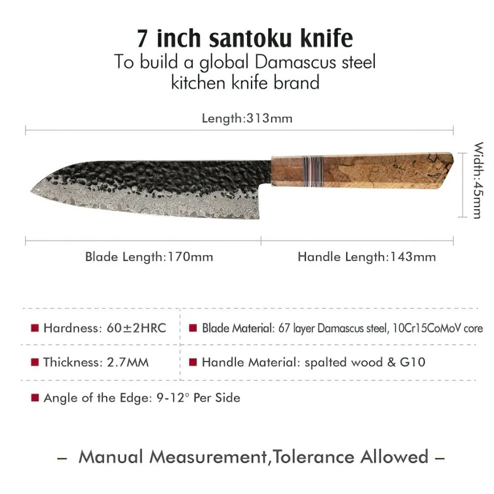 Damaškový kuchynský nôž Zenkai Chef/Hnedá