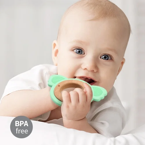 BABYONO Hryzačka dreveno-silikónová Koala 1×1 ks, hryzátko pre deti