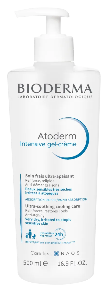 BIODERMA Atoderm Intensive gél-krém, upokojujúci a vyživujúci gel-krém 1×500 ml, gél-krém pre veľmi suchú až atopickú pokožku