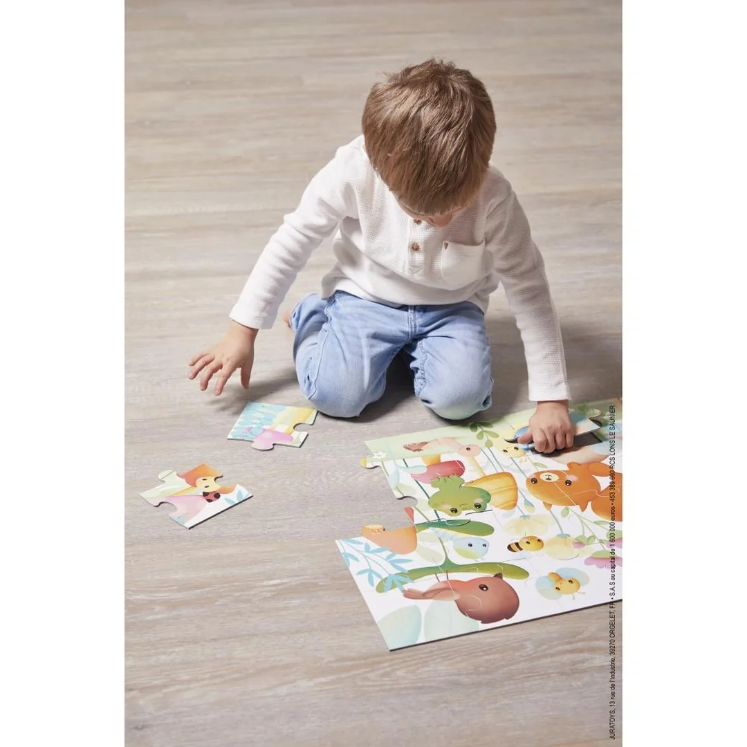 Janod Puzzle v kufríku Záhradné zvieratká 20 ks