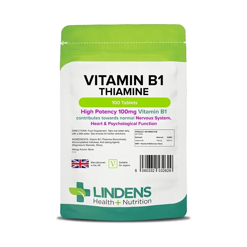 LINDENS Health + Nutrition Vitamín B1 (Tiamín) 100 mg, 100 tabliet