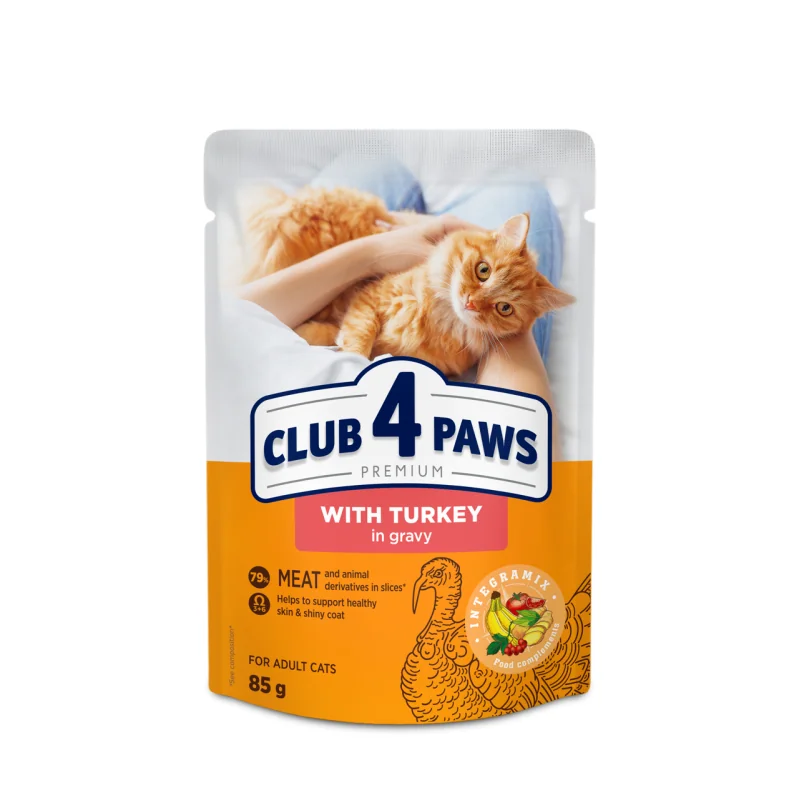 CLUB 4 PAWS Premium S morčacím mäsom v omáčke 85 g (3630)