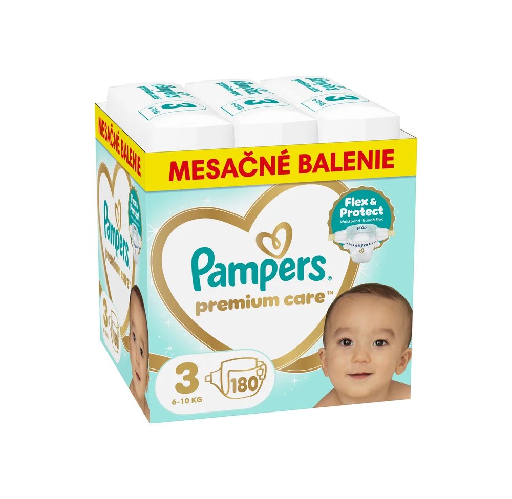 Pampers Premium Care detské plienky veľkosť 3, 6kg-10kg 180 ks