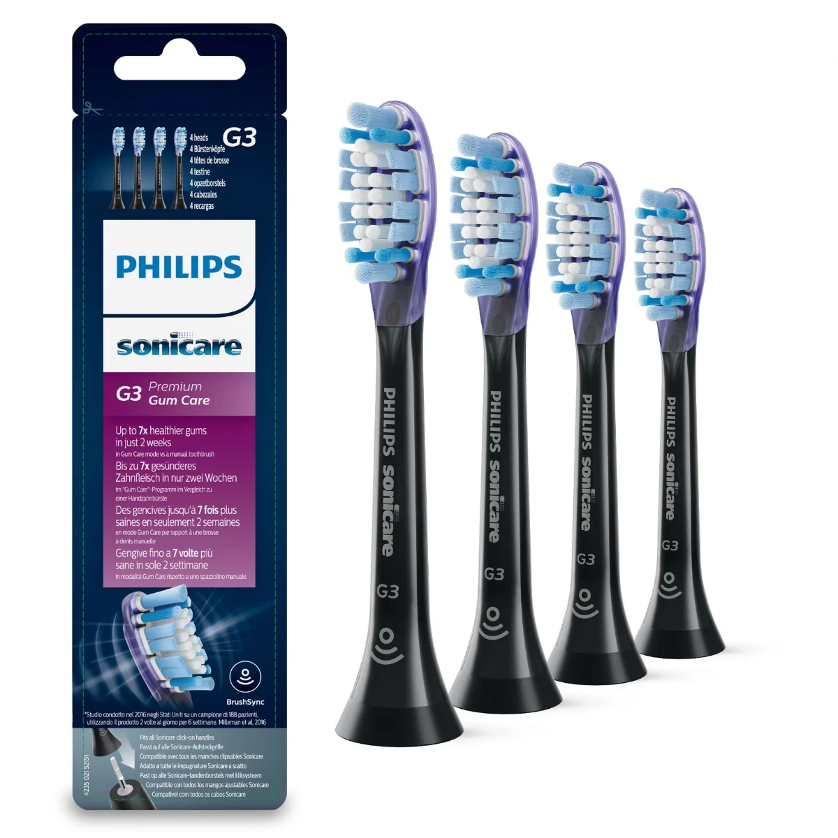 Philips - Nástavce HX9054/33 G3 Premium Gum Care pre Sonicare 3. generácie, čierna 1×4 ks, hlavica na sonickú kefku