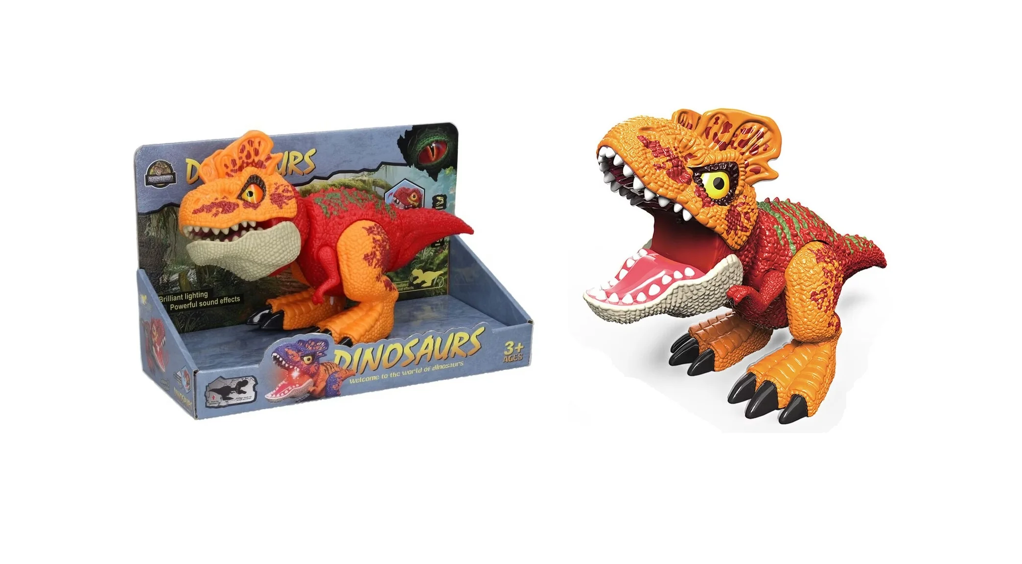 Dinosaurus s efektmi červený 26,5cm
