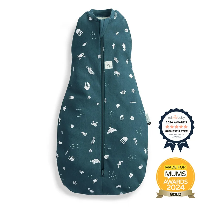 ERGOPOUCH - Zavinovačka a vak na spanie 2v1 Cocoon Ocean 3-6 m, 6-8 kg, 0,2 tog
