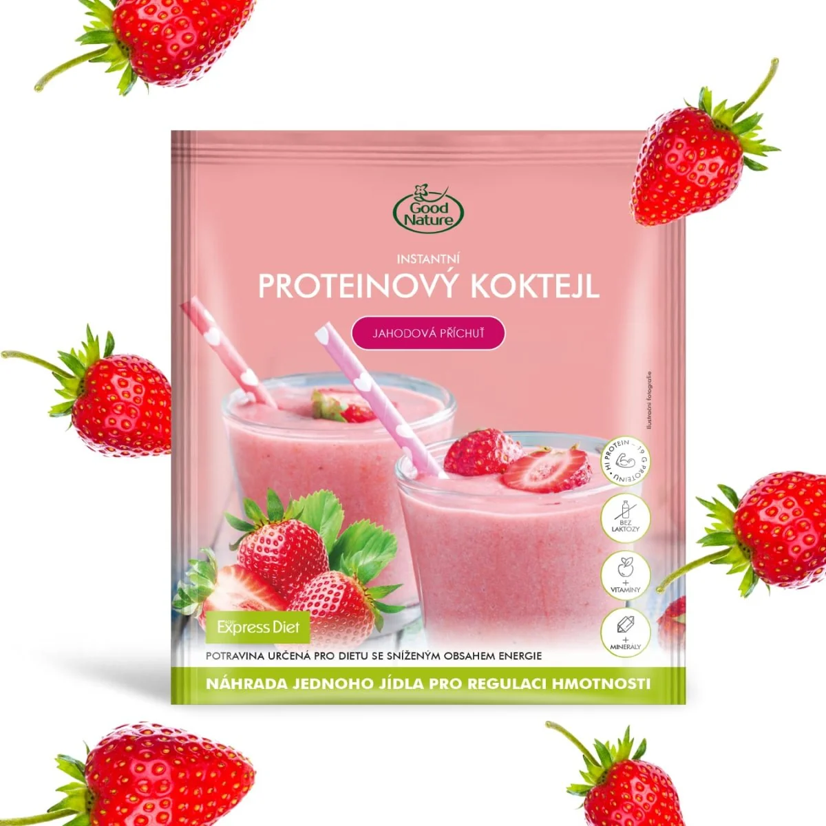 Proteínový koktail s jahodovou príchuťou Express Diet, 59 g