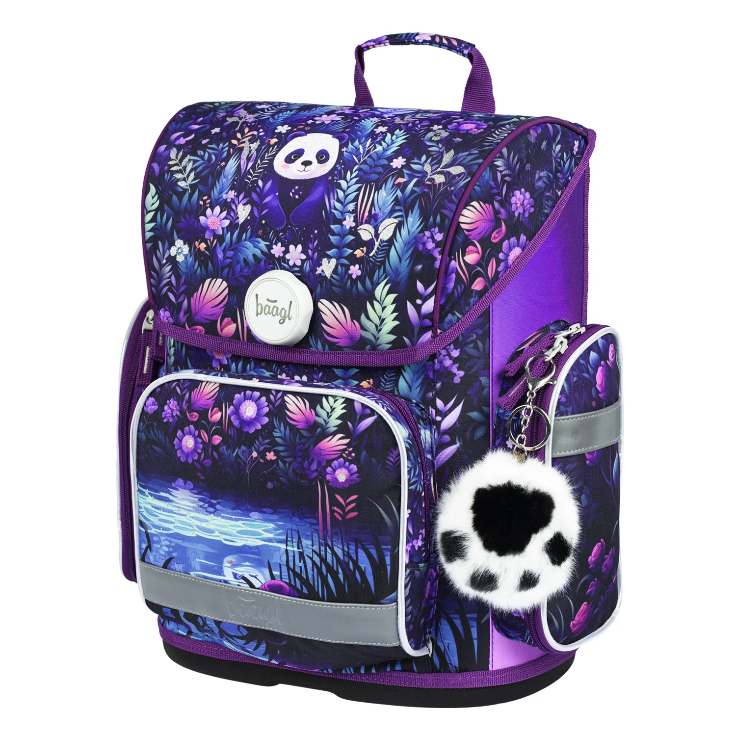 Školská aktovka Ergo Jungle Panda modrá, ergonomická