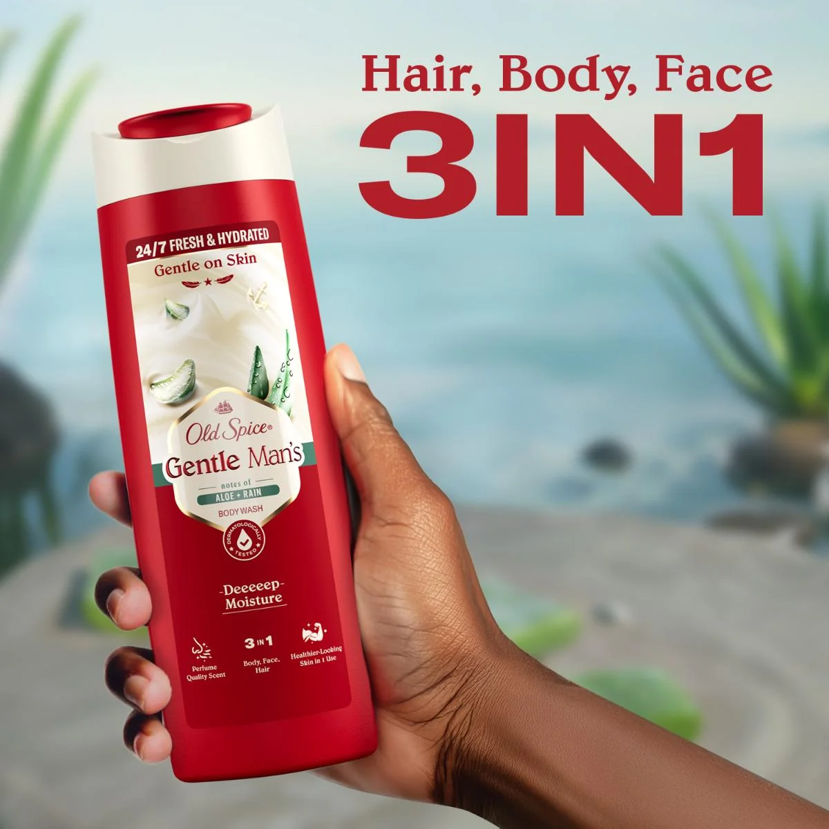 Old Spice Gentle Man's Aloe + Rain sprchový gél a šampón 3 v 1 400 ml