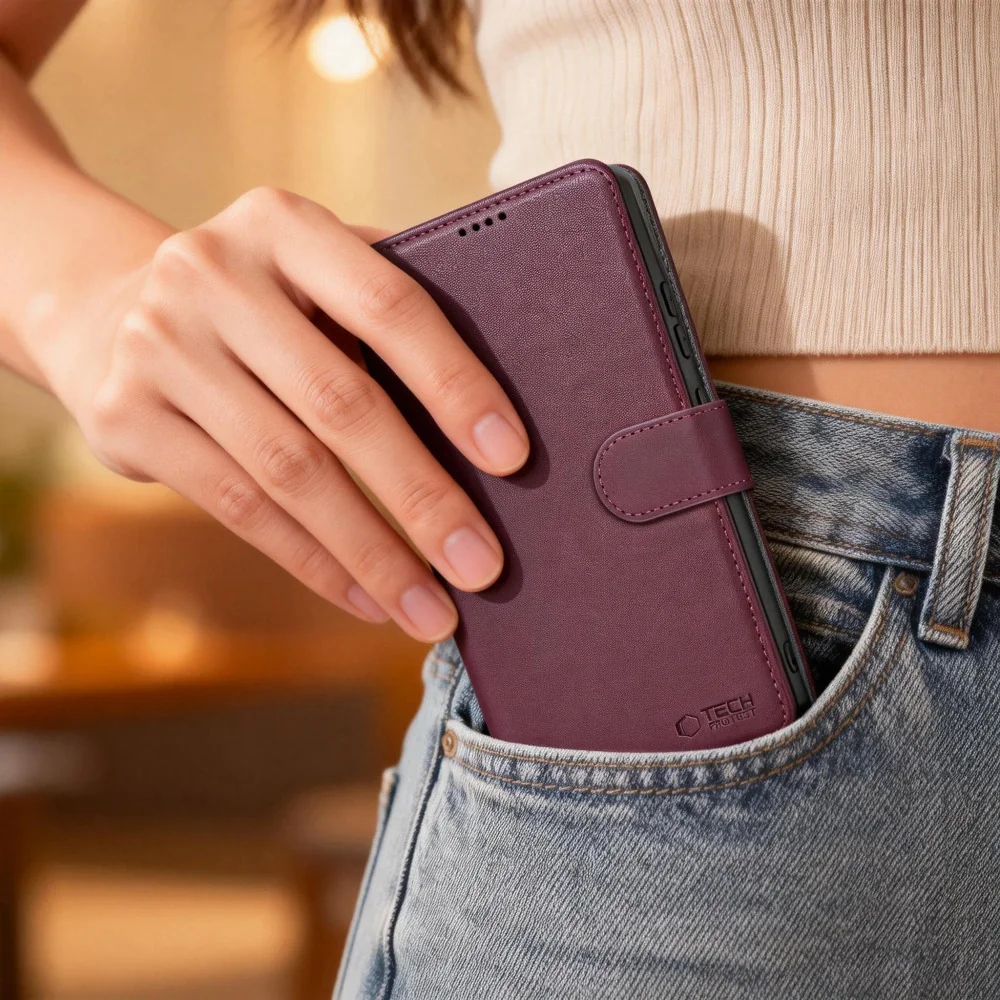 Tech-Protect Wallet knižkové puzdro na Samsung Galaxy S26, mulberry