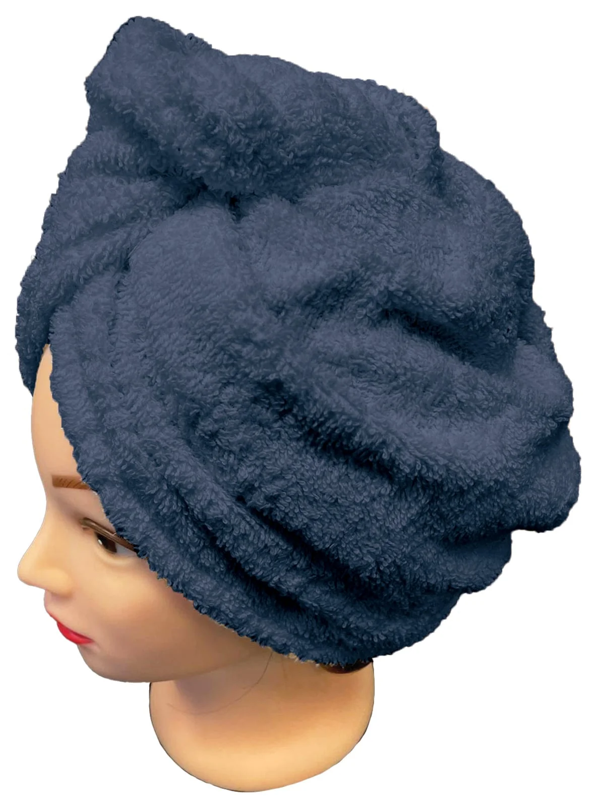 Rýchloschnúci froté turban do vlasov, tmavo modrý