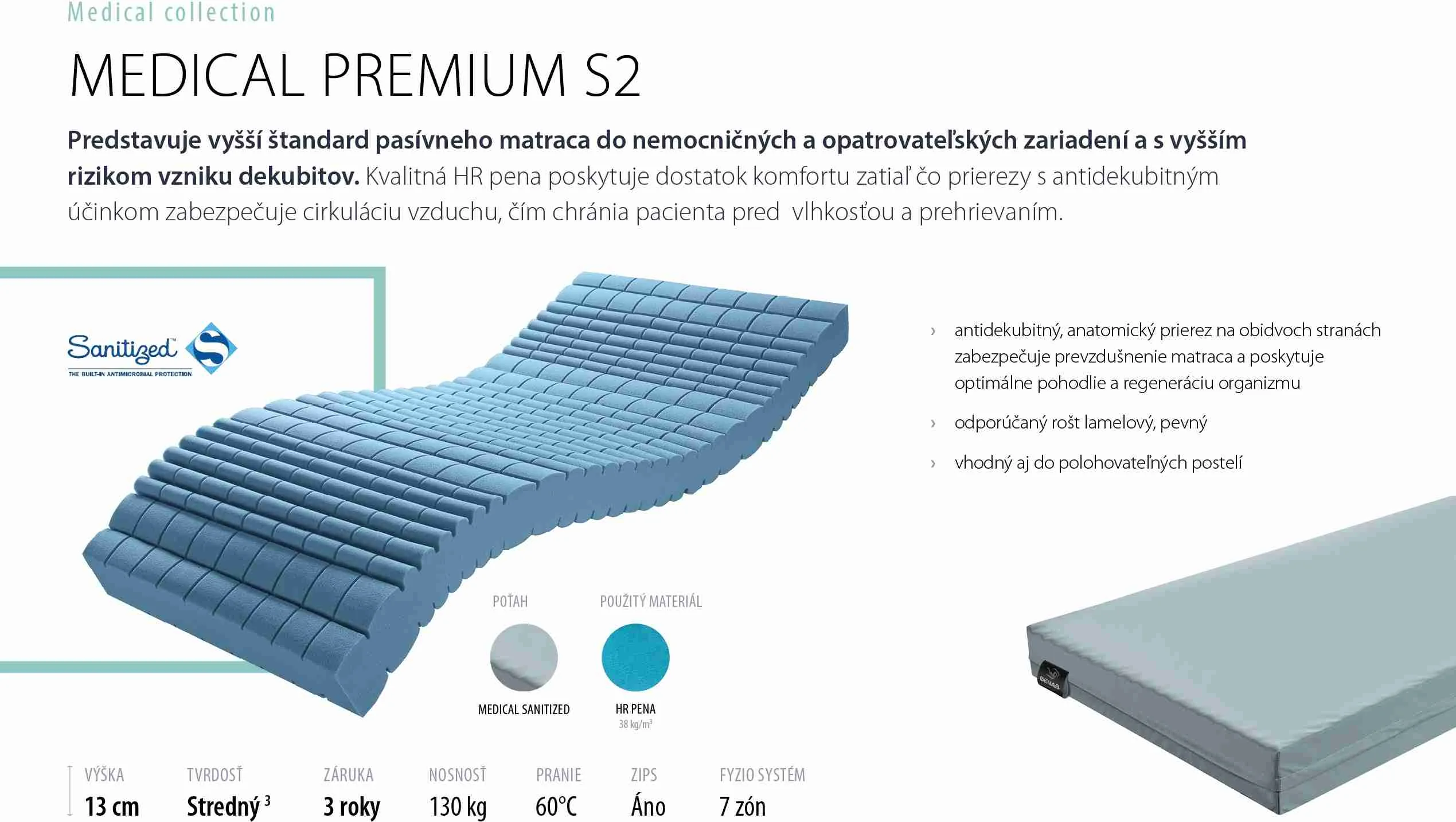 BENAB MEDICAL PREMIUM S2 200x90 Medical matrac 1×1 kus, matrac, 200x90