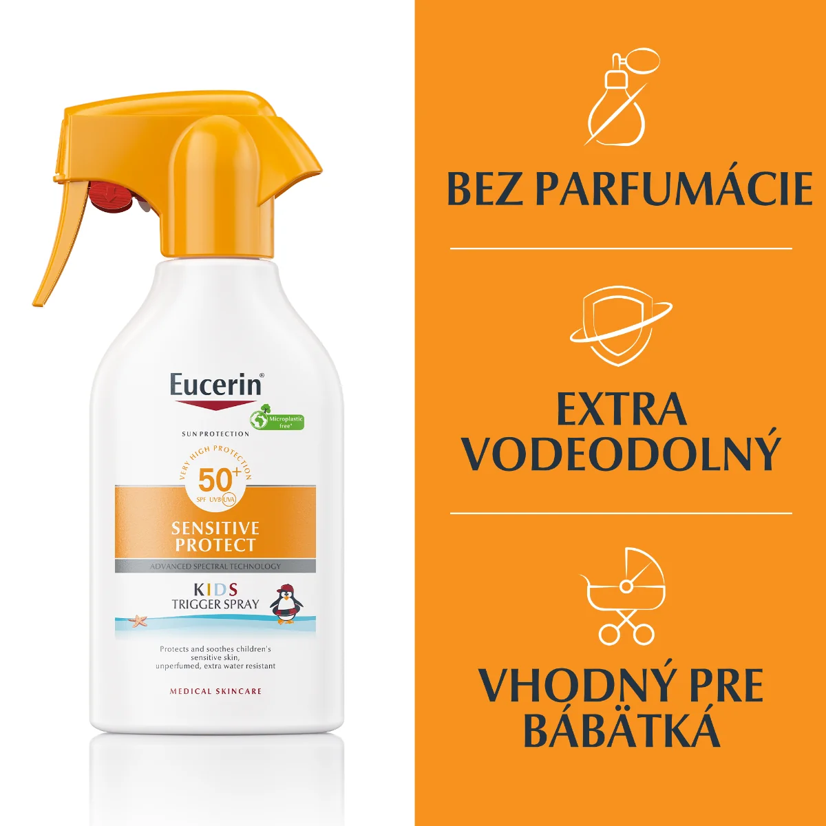 Eucerin SUN Detský sprej na opaľovanie SENSITIVE PROTECT SPF 50+ 1×250 ml, detský sprej