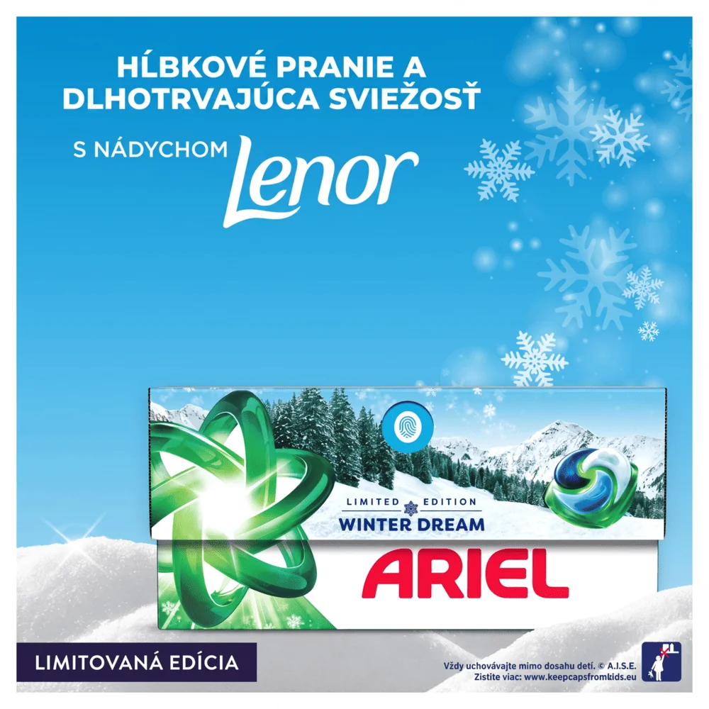 Ariel Allin1 PODS®, Kapsule Na Pranie S Tekutým Pracím Prostriedkom, Winter Dream, S Dotykom Svieža Vôňa Lenor 30 ks