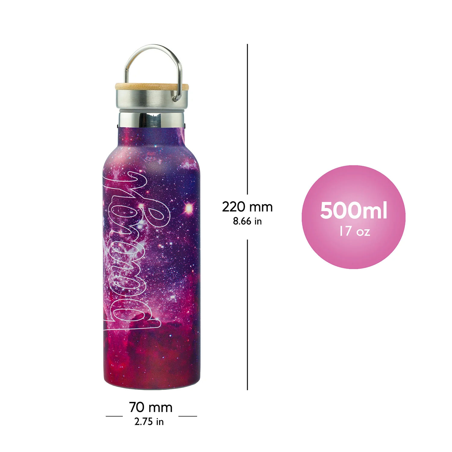 Baagl Termofľaša Galaxy s bambusovým viečkom 500 ml Objem 500 ml