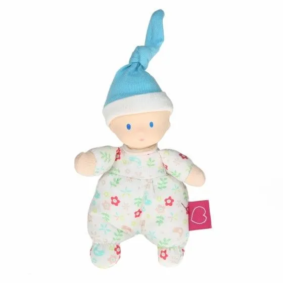 Mini bábika miláčik - 15cm kvietkovaná modrá čiapka