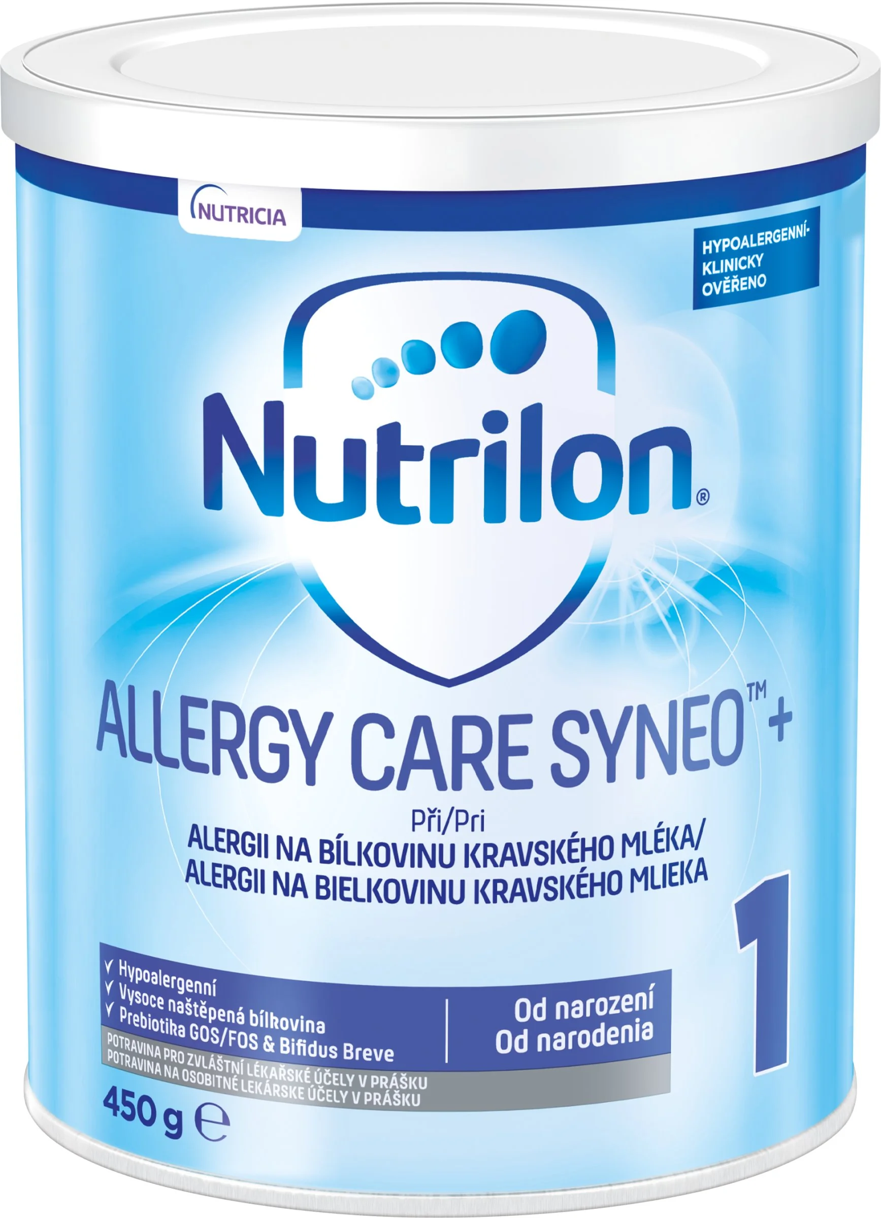 Nutrilon Allergy Care Syneo+ 1 1x450 g, hypoalergénne špeciálne počiatočné dojčenské mlieko