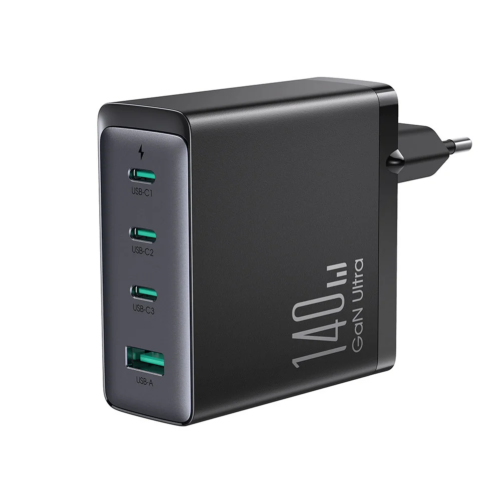 Joyroom Gan Ultra sieťová nabíjačka USB / 3x USB-C 140W + kábel USB-C, čierna čierna