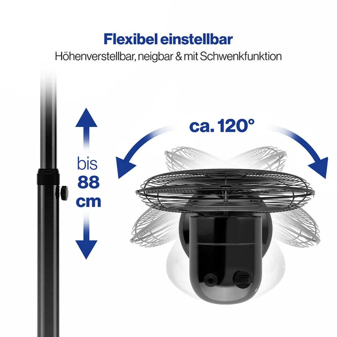 ProfiCare VL 3064 MS BK stojanový ventilátor 40 cm, kovový, čierny, 50 W