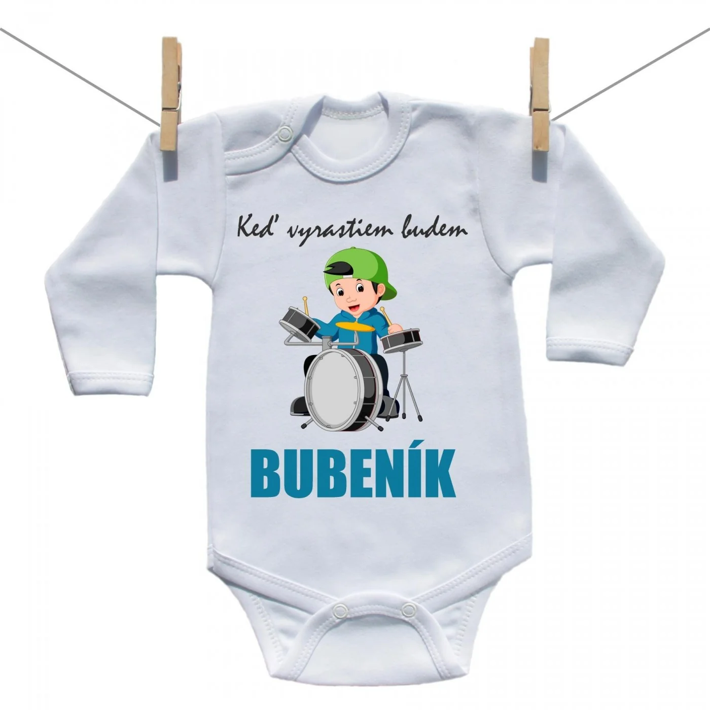 Boodyy Body s dlhým rukávom Keď vyrastiem budem bubeník Veľkosť: 50