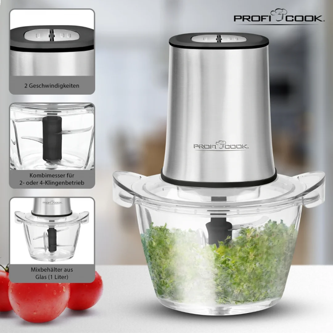 ProfiCook MZ 1150 univerzálny sekáčik 2 v 1, sklo, 1000 ml, 400 W