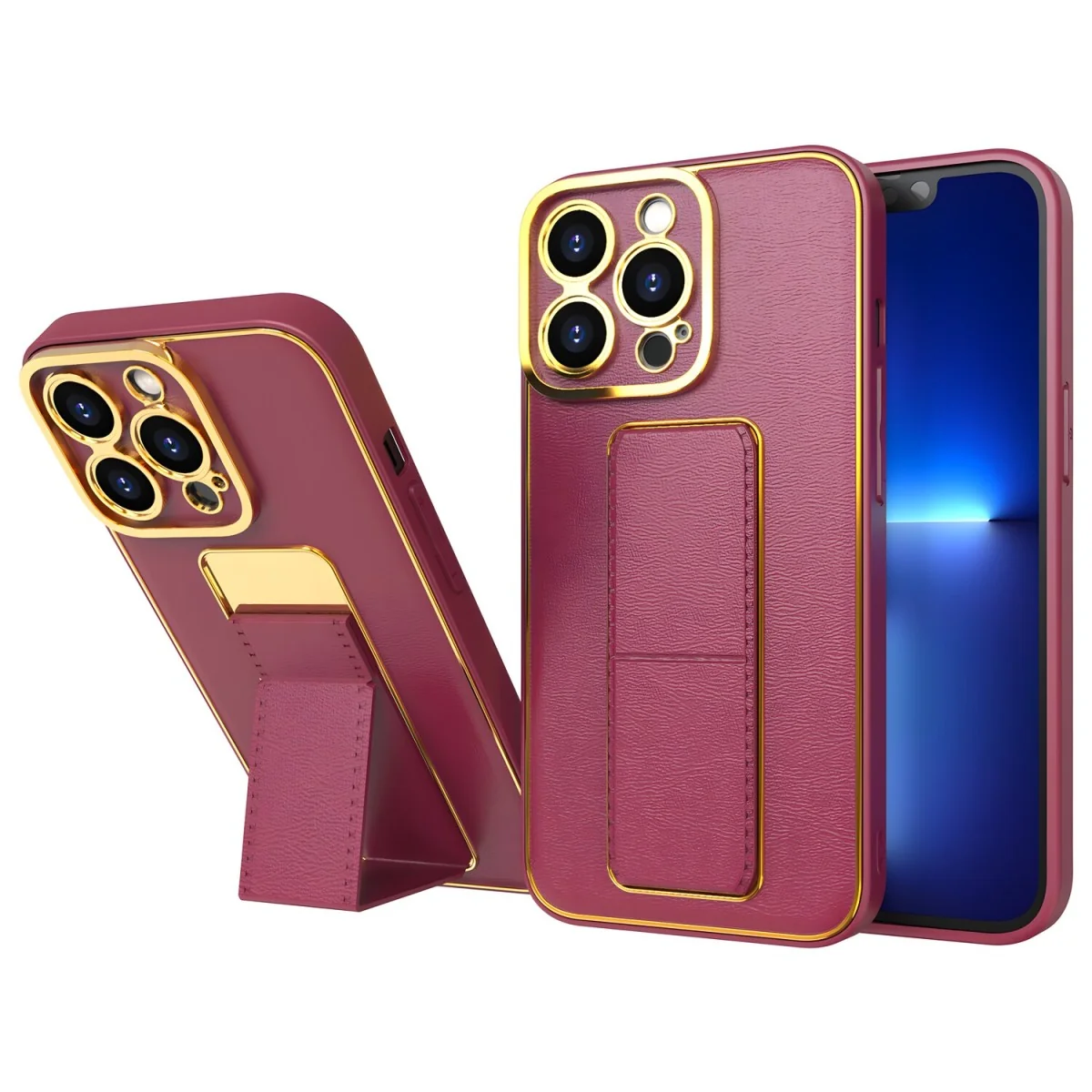 Silikónové puzdro so stojanom pre iPhone 12 Pro - Červe Nové puzdro s stojanom