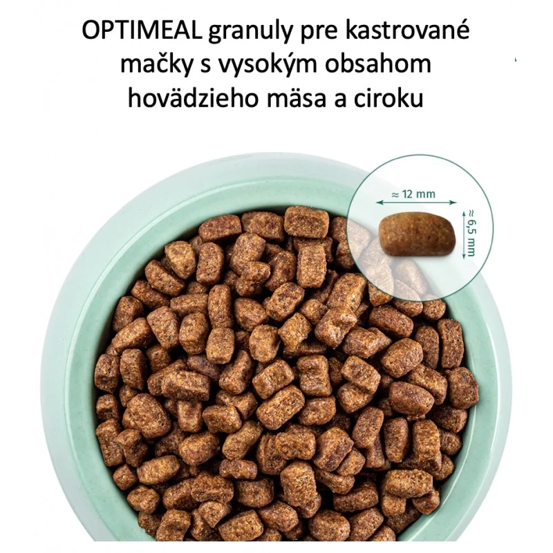 OPTIMEAL™ Superpremium pre všetky kastrované mačky s hovädzim mäsom a ciroku 4 kg (4348)