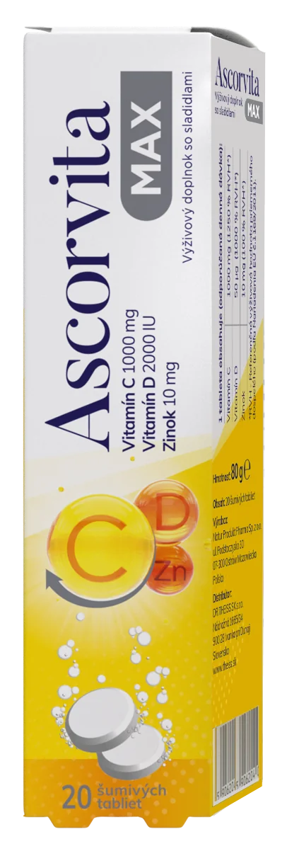 ASCORVITA MAX šumivé tablety 1×20 tbl, výživový doplnok