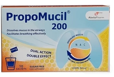 PropoMucil 200 1×10 ks, prášok s citrónovou príchuťou