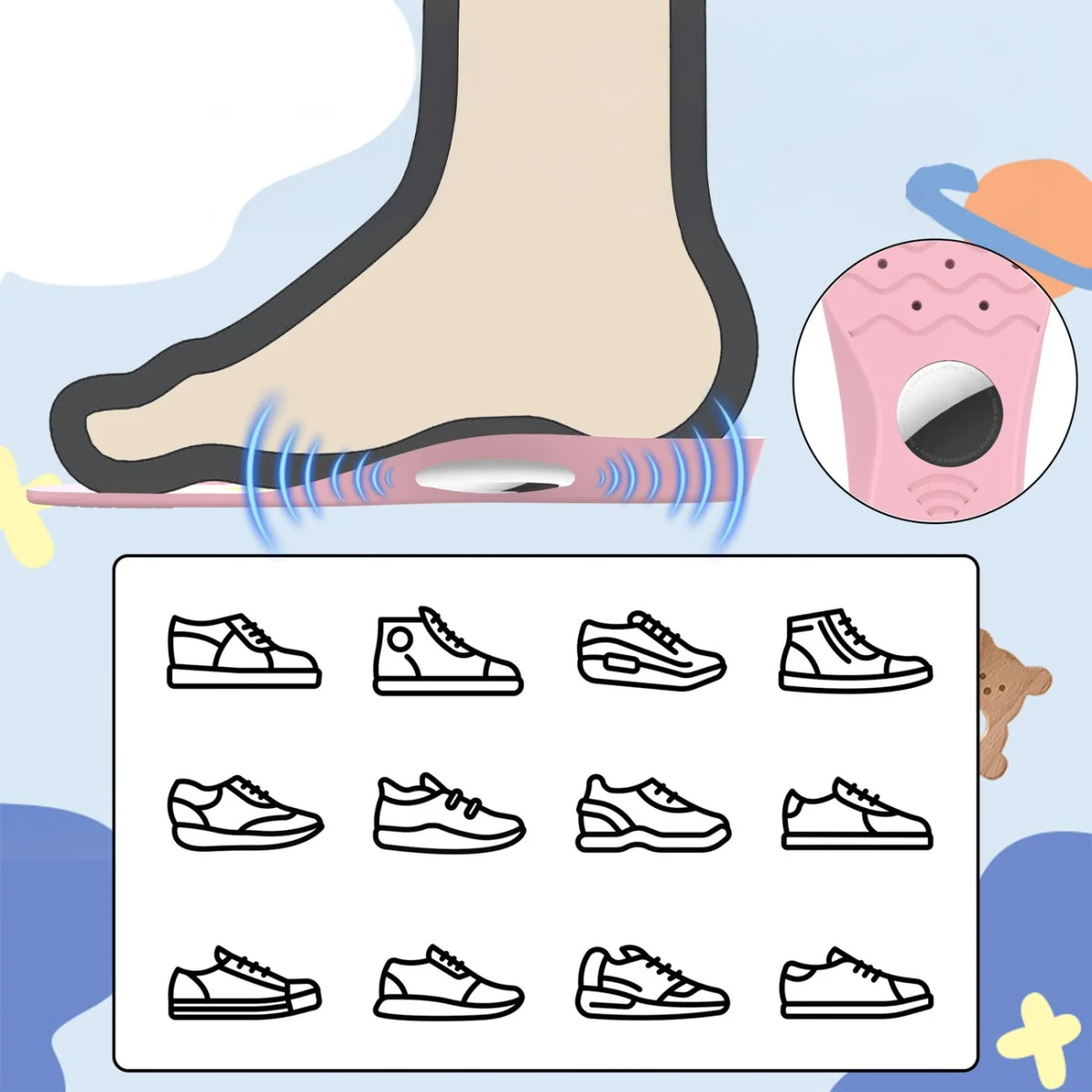 MG Shoe Inserts vložka do topánok na Apple AirTag (155-170mm), ružová