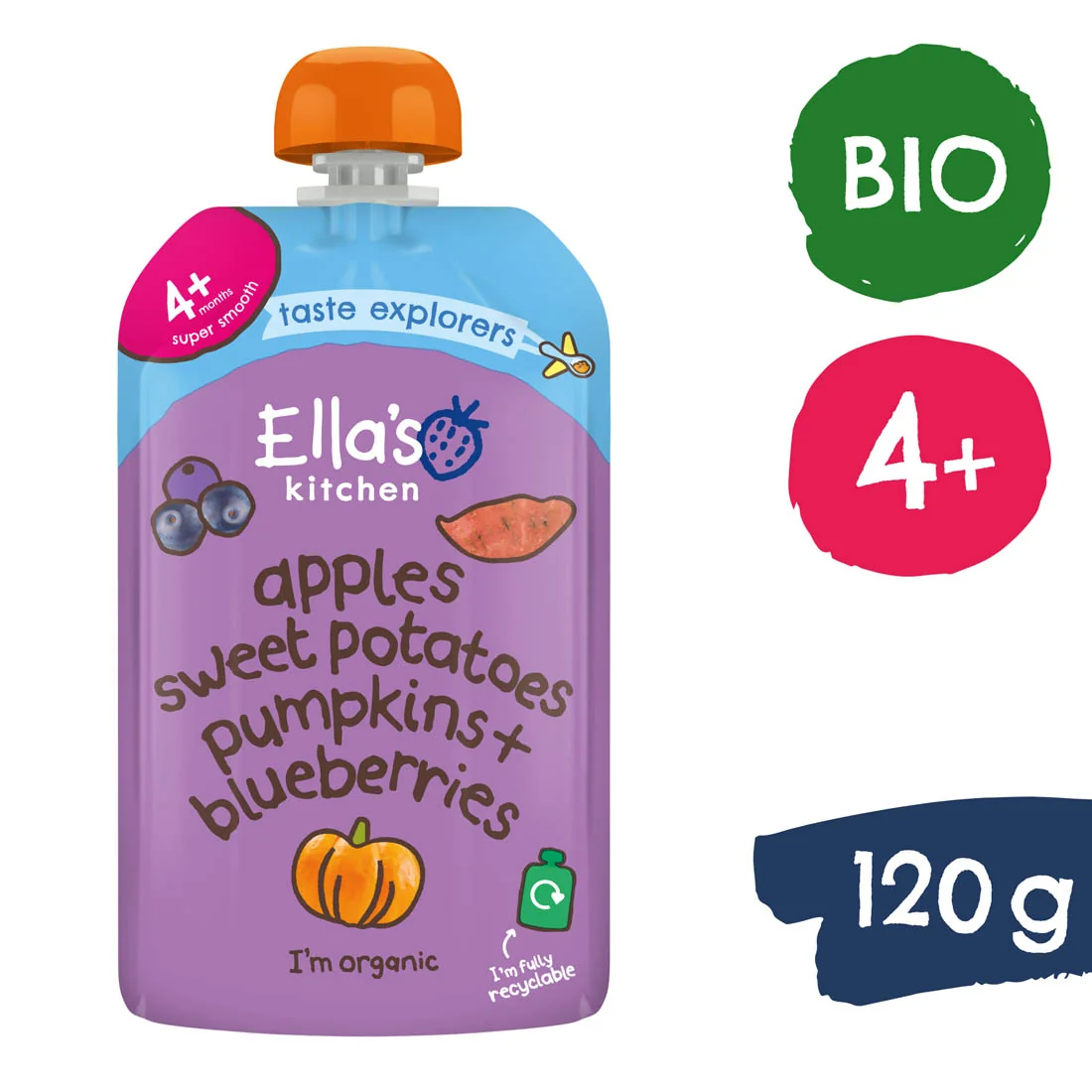 Ella's Kitchen BIO Batáty, tekvica a jablko 1×120 g, detská výživa