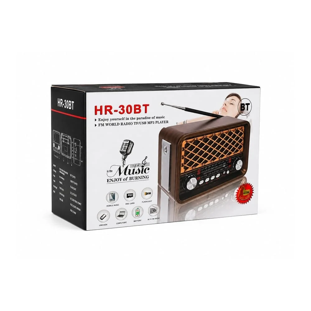 MG HR-29BT Bluetooth prenosné retro rádio, hnedé