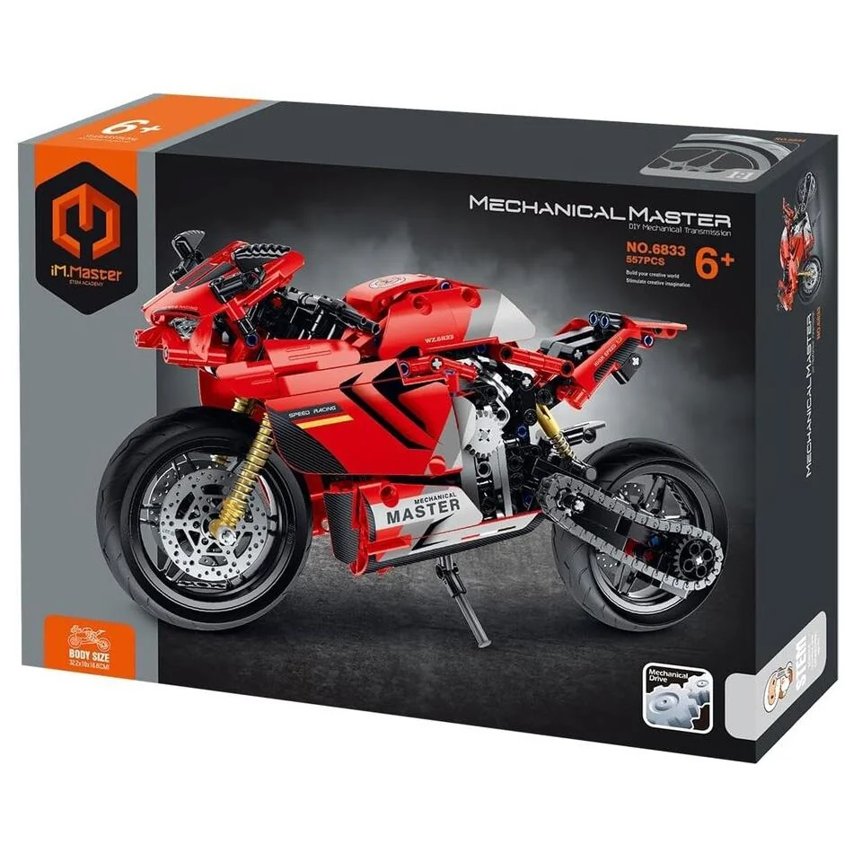 Motorka červená mechanická stavebnica 557 dielikov