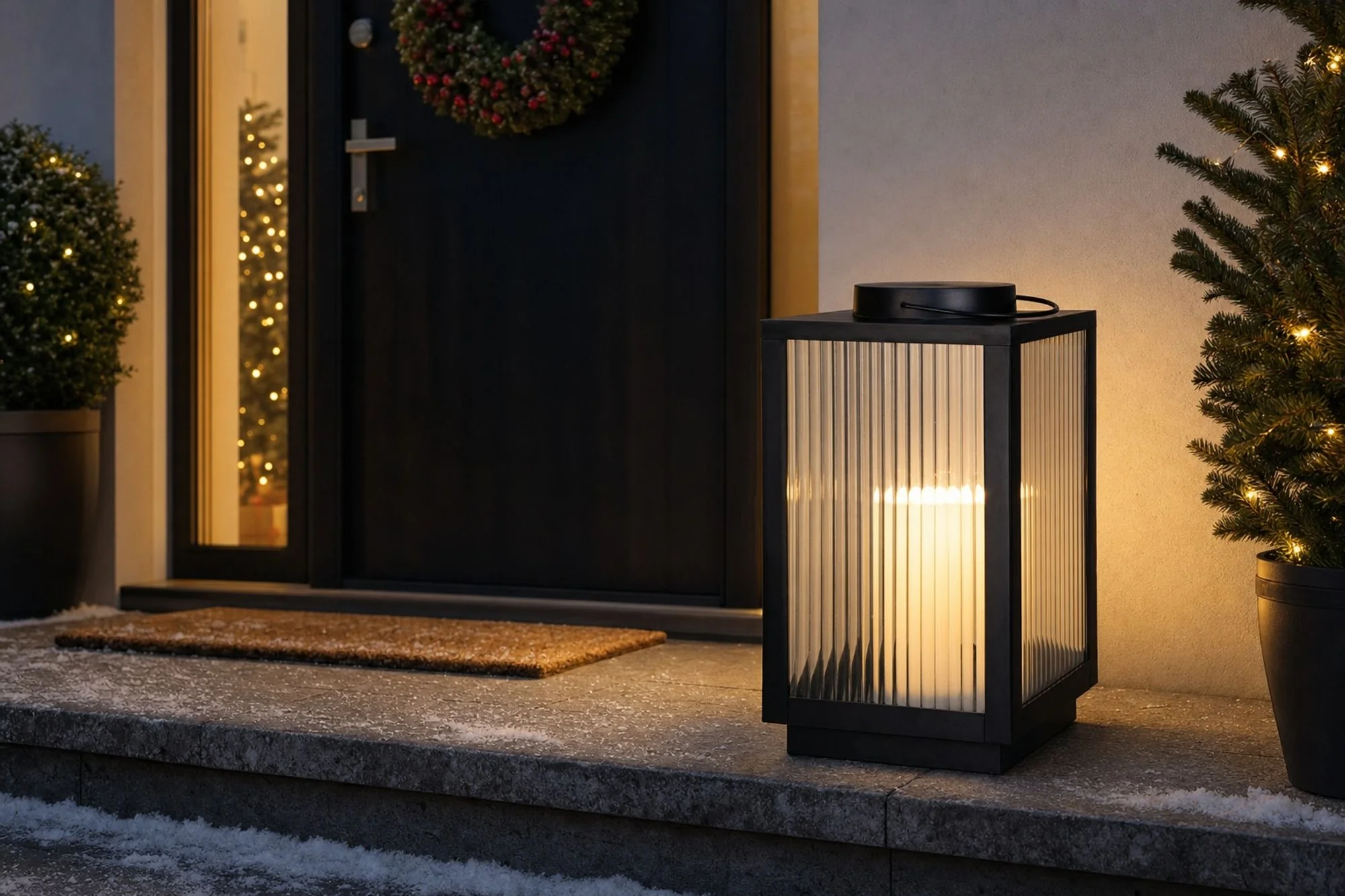 MagicHome vianočný LED lampáš, 1 ks 1 LED teplá biela, 3xAA, IP20, 22x22x38 cm