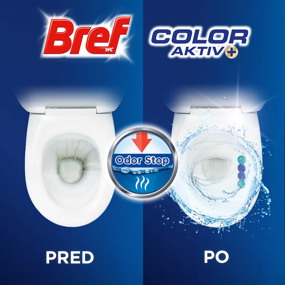 Bref Color Aktiv tuhý WC blok Eucalyptus 5×50 g, WC blok