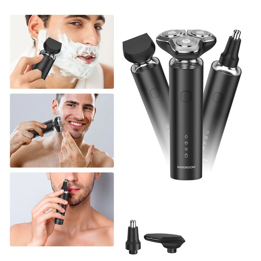 MaxGroom BS-8012A elektrický holiaci strojček 3v1, čierny