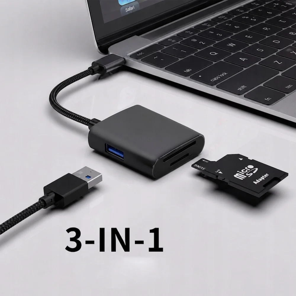 MG HUB adaptér USB-C / USB / čítačka SD kariet, čierny