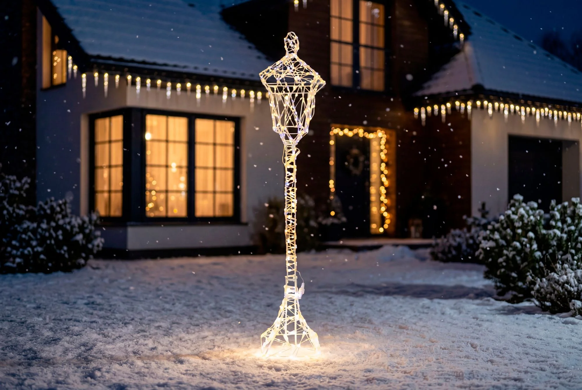 MagicHome vianočná LED pouličná lampa, 1 ks 600 LED teplá/studená biela, IP44, 21x21x118 cm