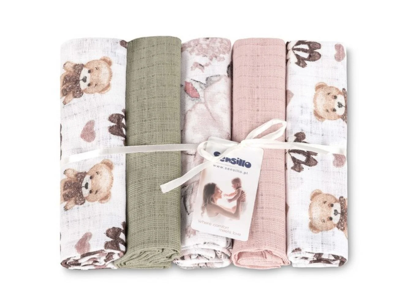 Tetra plienky Basic 70×80 cm Teddy Pink – sada 5 ks, 100% bavlna