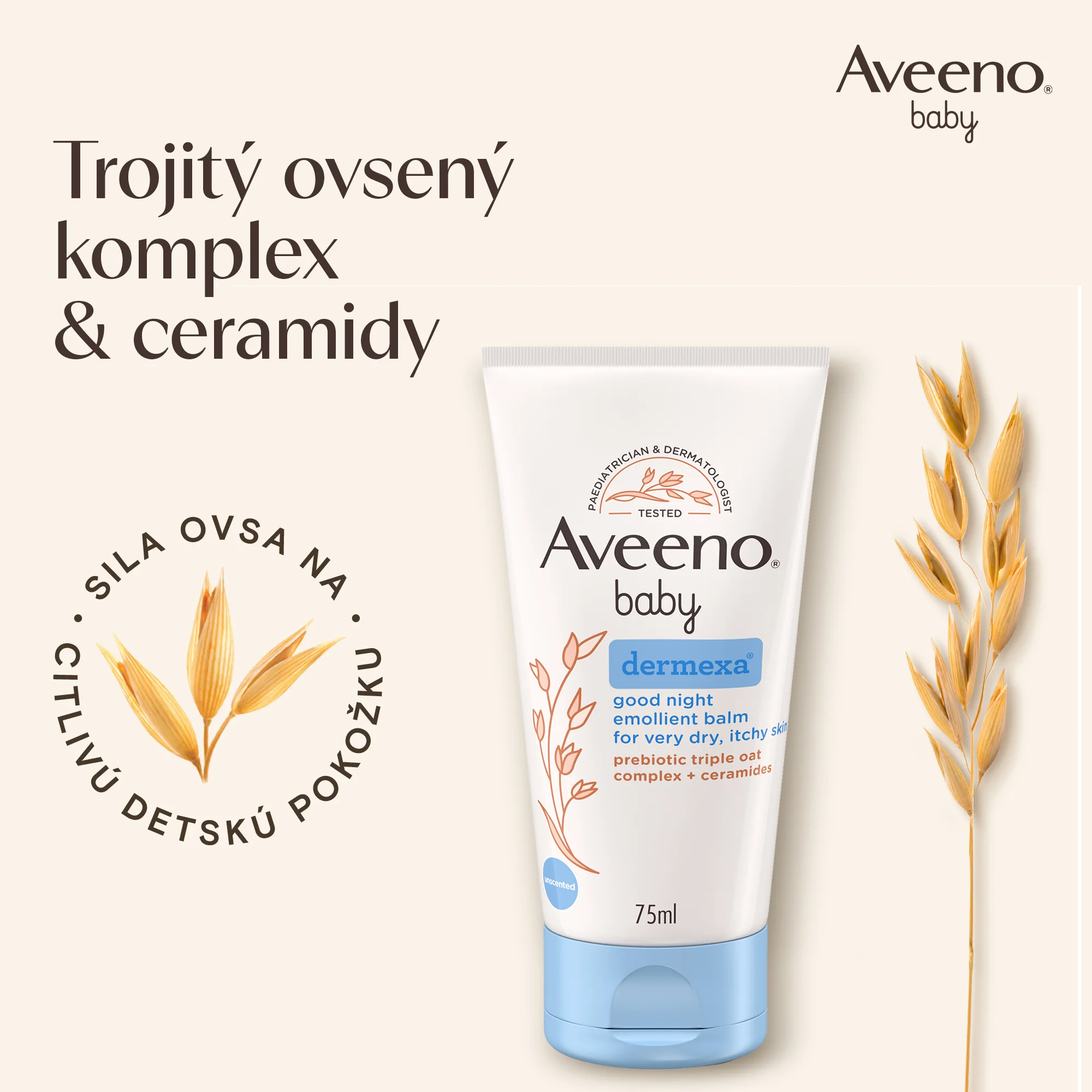 AVEENO® Baby Dermexa Emolienčný balzam na dobrú noc 75 ml
