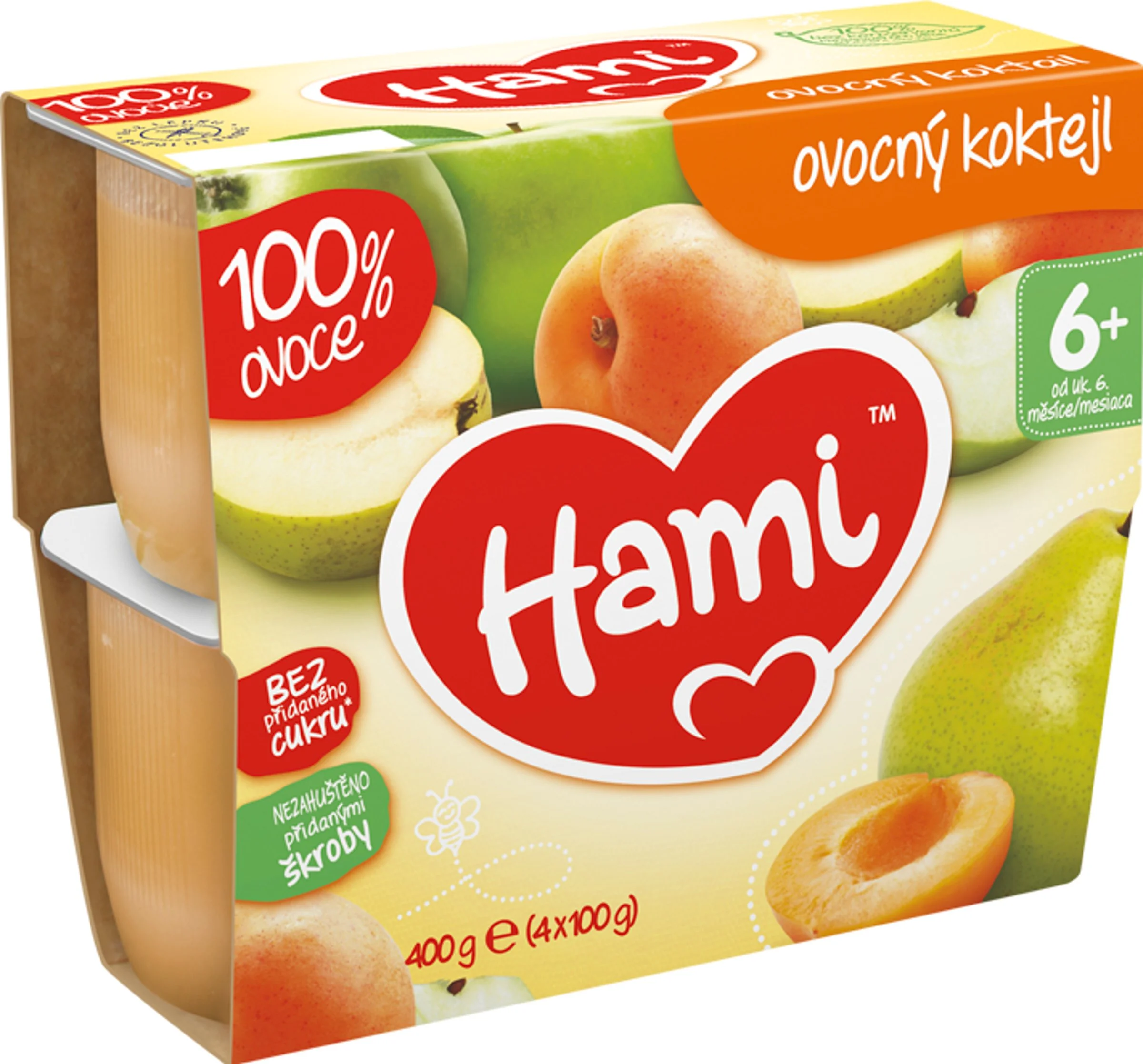 Hami ovocný príkrm 100% ovocie Ovocný koktejl 4×100 g, od ukonč. 6. mesiaca